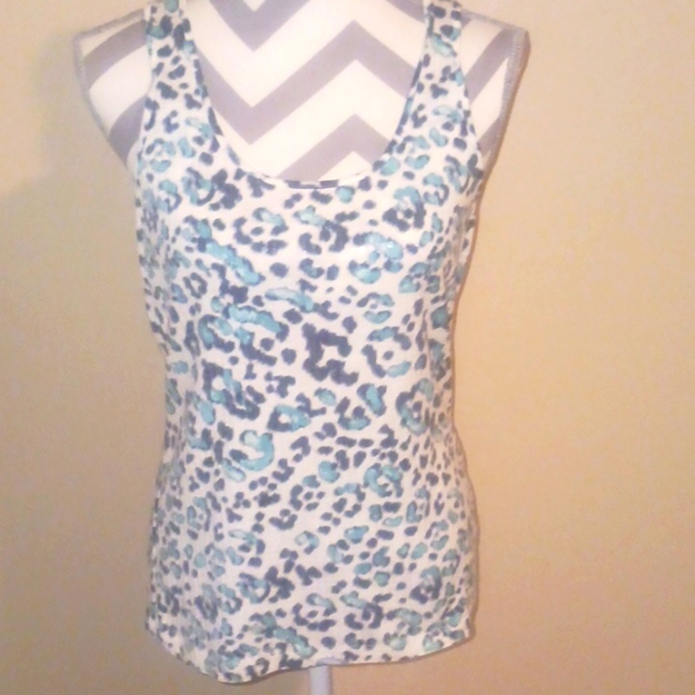 Leopard Pattern Sequined racer back tank top